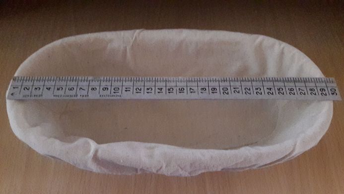 Форма кошик для расстойки хліба, тіста з ротанга (30*14*8) на 0.75 кг овальна з тканинним чохлом