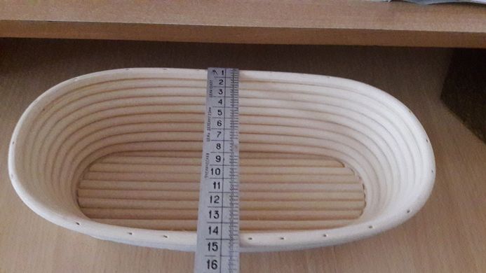 Форма кошик для расстойки хліба, тіста з ротанга (30*14*8) на 0.75 кг овальна з тканинним чохлом