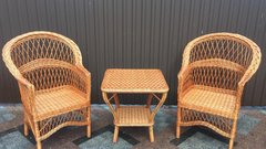 Набір плетених меблів з лози 2 крісла +столик