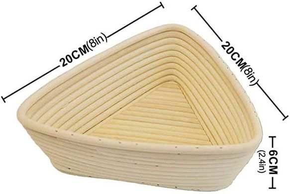 Форма для расстойки хліба/ трикутник, (20*20*6) з ротанга, з чохлом з льону