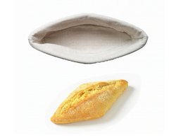 Кошик для расстойки хліба з ротанга у формі "човники", (29*12*8) з чохлом з льону