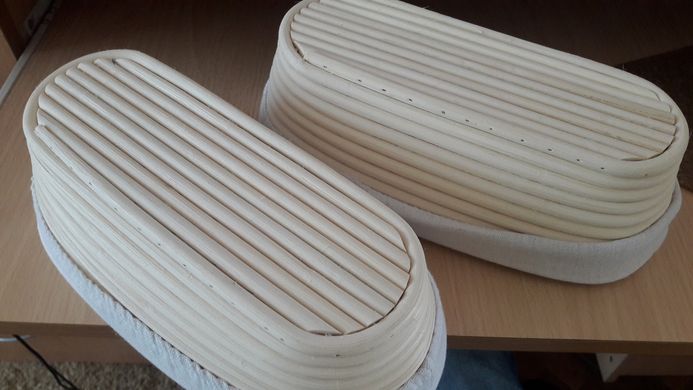 Форма корзинка для расстойки хлеба, теста из ротанга (30*14*8) на 0.75 кг овальная с чехлом тканевым