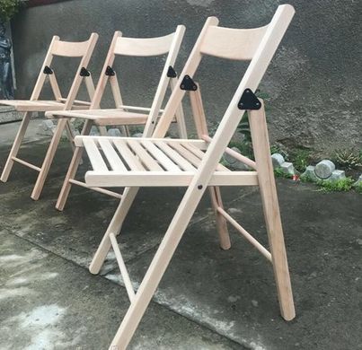 Складной стул со спинкой туристический, для пикника, дачи (деревянный, светлый)