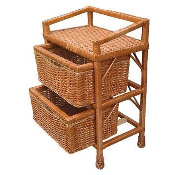 Комод из лозы с плетеными корзинами